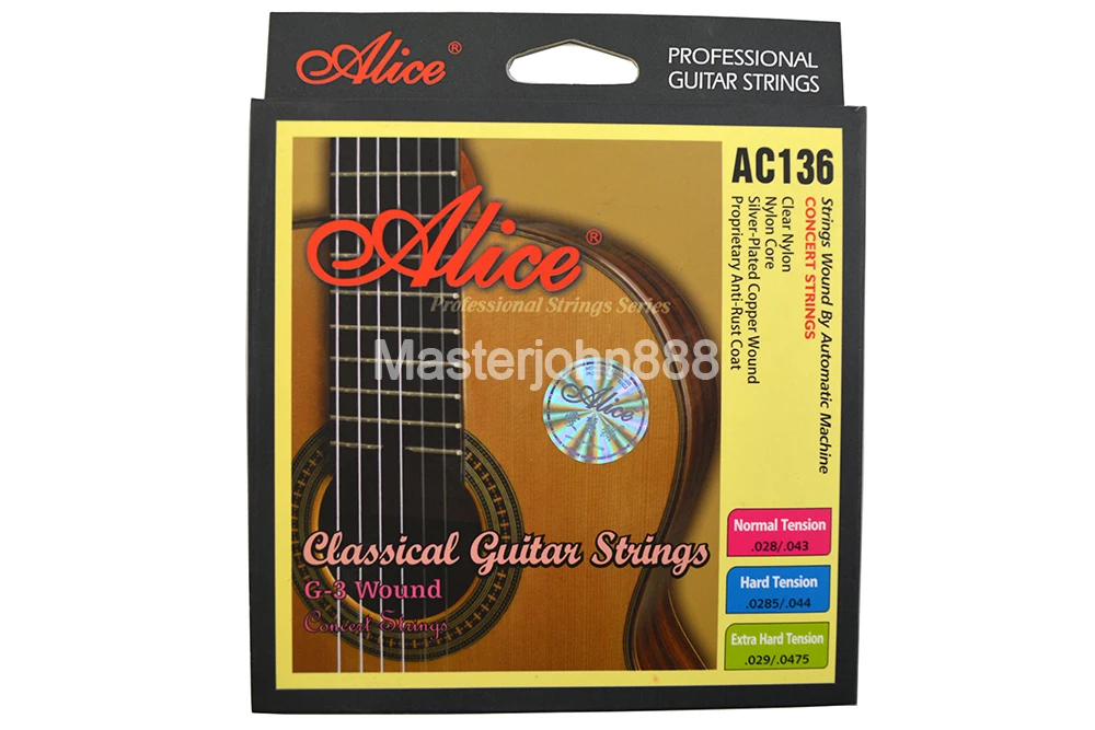 Alice AC136-H/N Classical Guitar Strings Crystal Nylon Strings Silver-Plated Copper Wound 1st-6th Strings