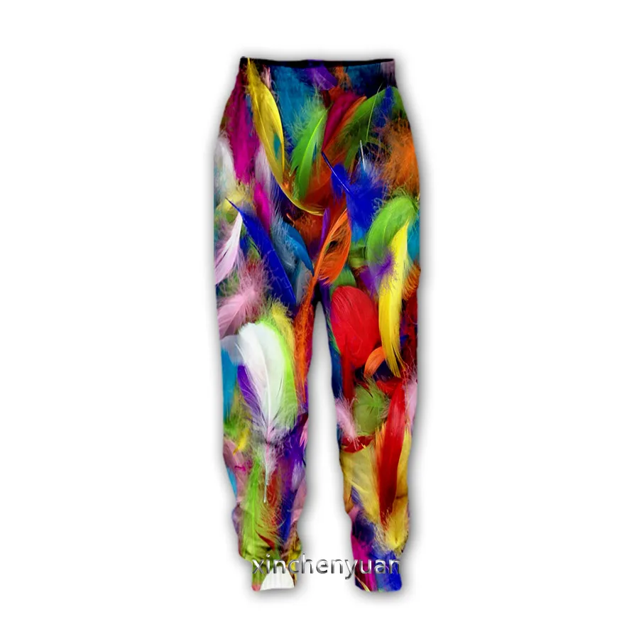 xinchenyuan Colored Feathers 3D Print Casual Pants Sweatpants Straight Pants Sweatpants Jogging Pants Trousers K33