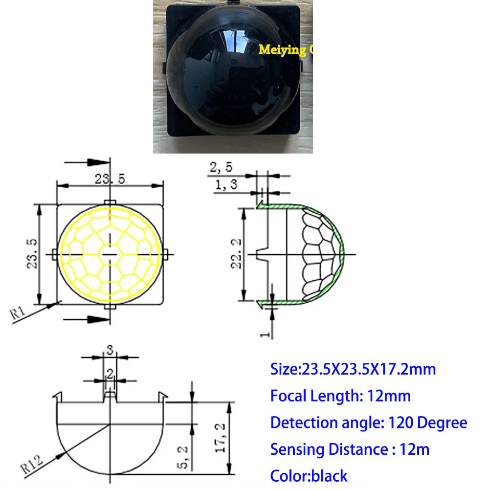 Lente di Fresnel ottica PIR da 1 pz per sensore di rilevamento a infrarossi piroelettrico del corpo umano