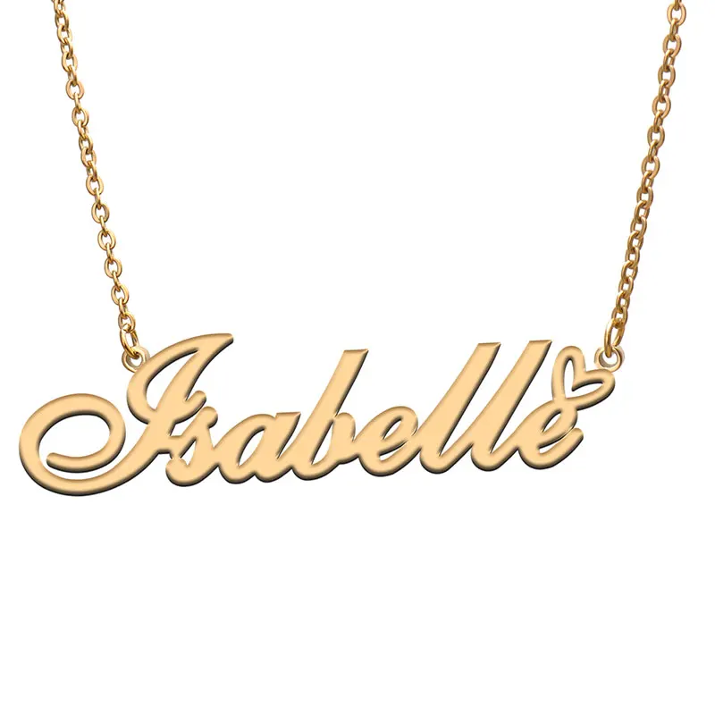 

Love Heart Isabelle Name Necklace for Women Stainless Steel Gold & Silver Nameplate Pendant Femme Mother Child Girls Gift