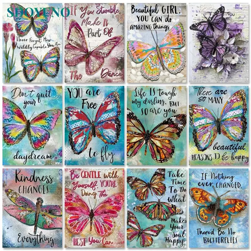 

SDOYUNO 60x75cm Paint By Numbers Butterfly DIY Oil Painting By Numbers On Canvas Animals Number Painting Home Decor Wall Art