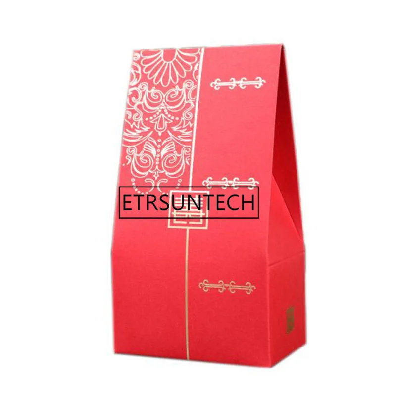 200pcs Vintage Chinese Style Red Paper Bags Candy Sweet Chocolate Cookie Packaging Box Wedding Party Favor and Gift