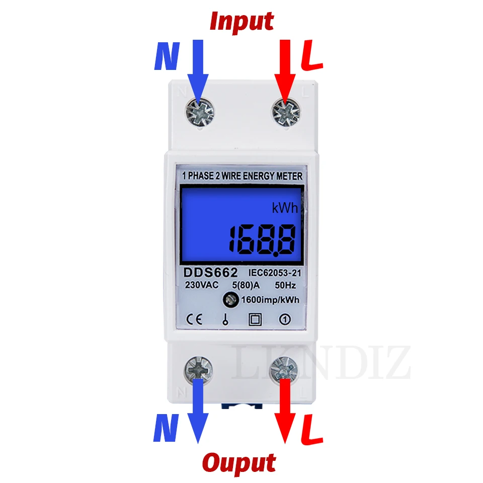 5(80)A 230V Digital Energy Meter  DIN RAIL 50Hz KWH DIN RAIL METER  LCD Display DDS662 DIGITAL Single Phase kWh counter freeship