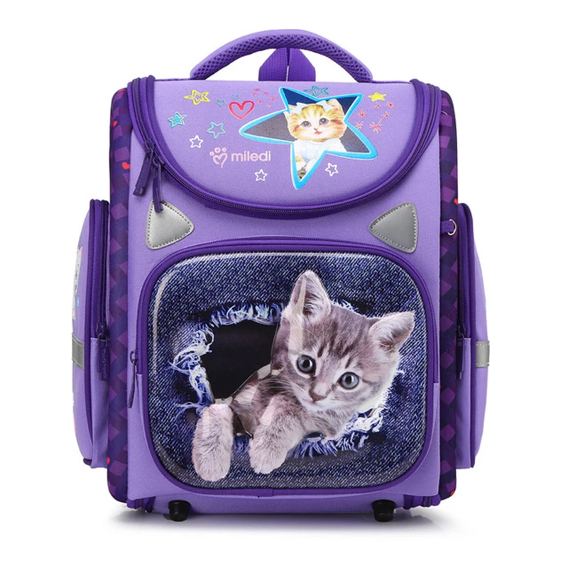 NEW Fashion Girls Cartoon Cat Waterproof School bags For Kids 1-5 Grade Children Orthopedic School Backpacks Mochila Escolar