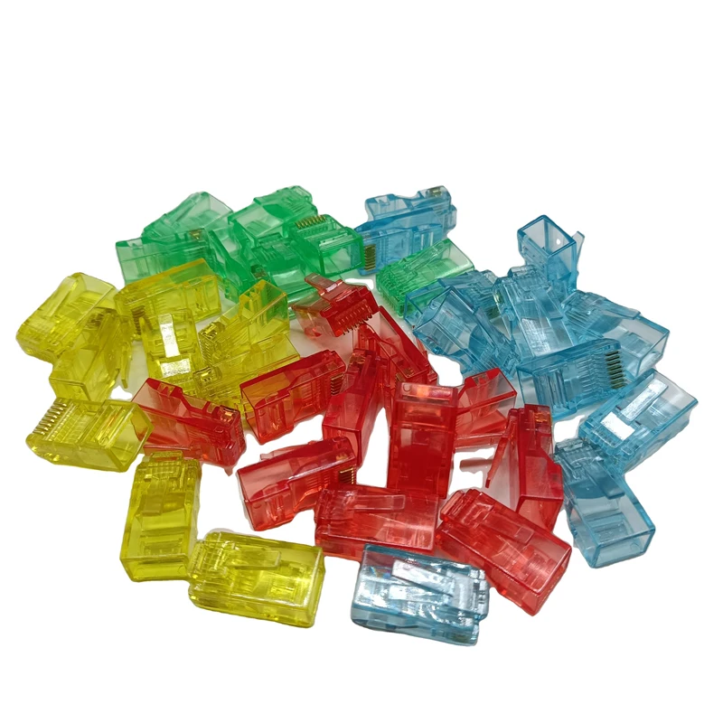 100Pcs Fles Kleurrijke RJ45 Modulaire Plug Netwerkkabel Lan Connector Plug End 8P8C CAT5 CAT5E Fu