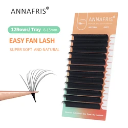 ANNAFRIS-extensiones de pestañas individuales, 1S, floración automática, Premium, Natural, mate, volumen suave