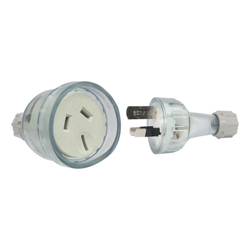 AU NZ Plug Assembled Rewireable Female Male Plug Socket 3 Prong Electrical AC Extension Cord Grounded Rewire Socket SAA