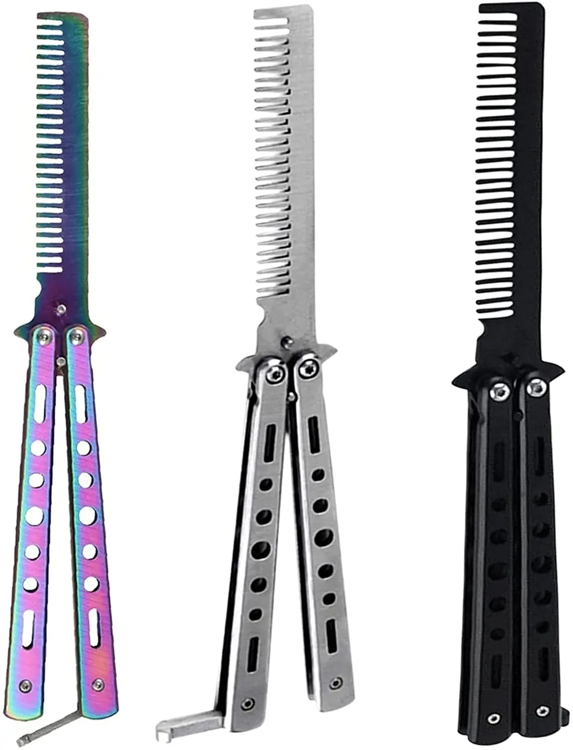New style Butterfly Combs Stainless Steel Folding Training Practice Combs Hair Styling Tools for Sport Outdoor Use Colorful