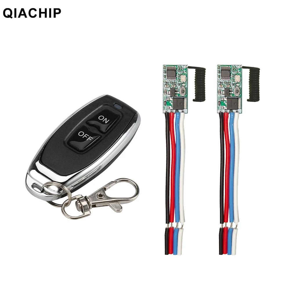QIACHIP 433 MHz kabelloser Fernbedienungsschalter, Mini-Empfänger mit großer Reichweite, 3,6 V, 12 V, 24 V und 433 MHz-Sender, LED-Fernbedienung