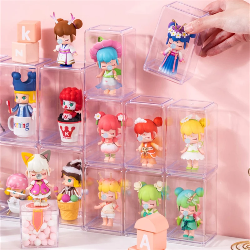 Clay figure Storage Box Anime Figure Rack Dust proof Transparent Plastic Single Display Cabinet Doll Organizer