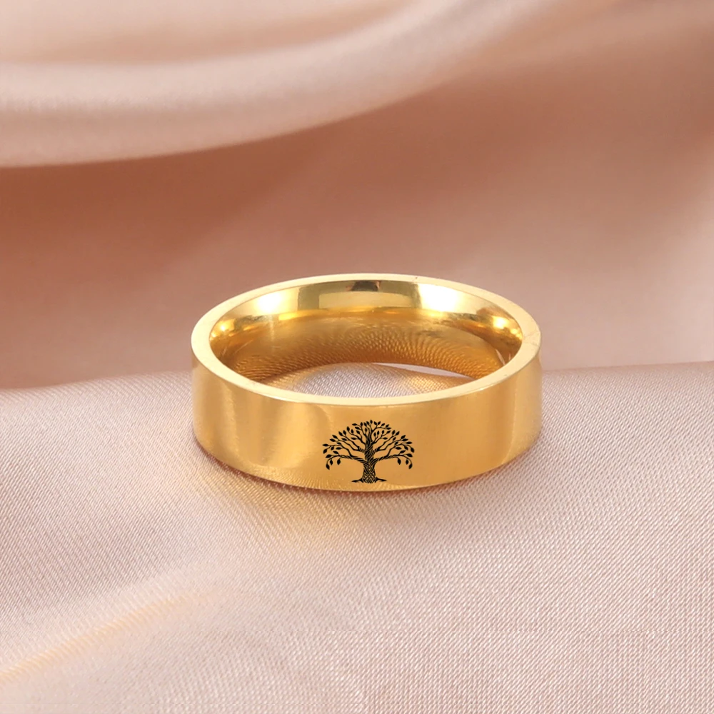 COOLTIME Amulett Baum des Lebens Ring für Frauen Männer Paar Wicca Fingerring Edelstahl Schmuck Amulett Zubehör Familie Geschenk – Detail 5