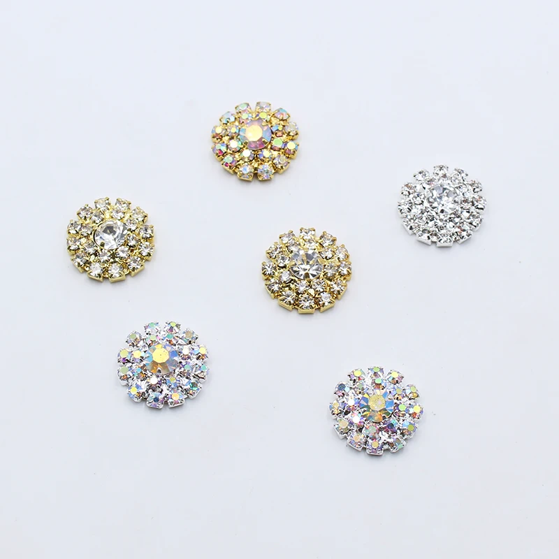 10Pcs17MM Round Rhinestone Crystal Buttons, Scrapbook Embellishment Crafts DIY Handmade Jewelry Accessories