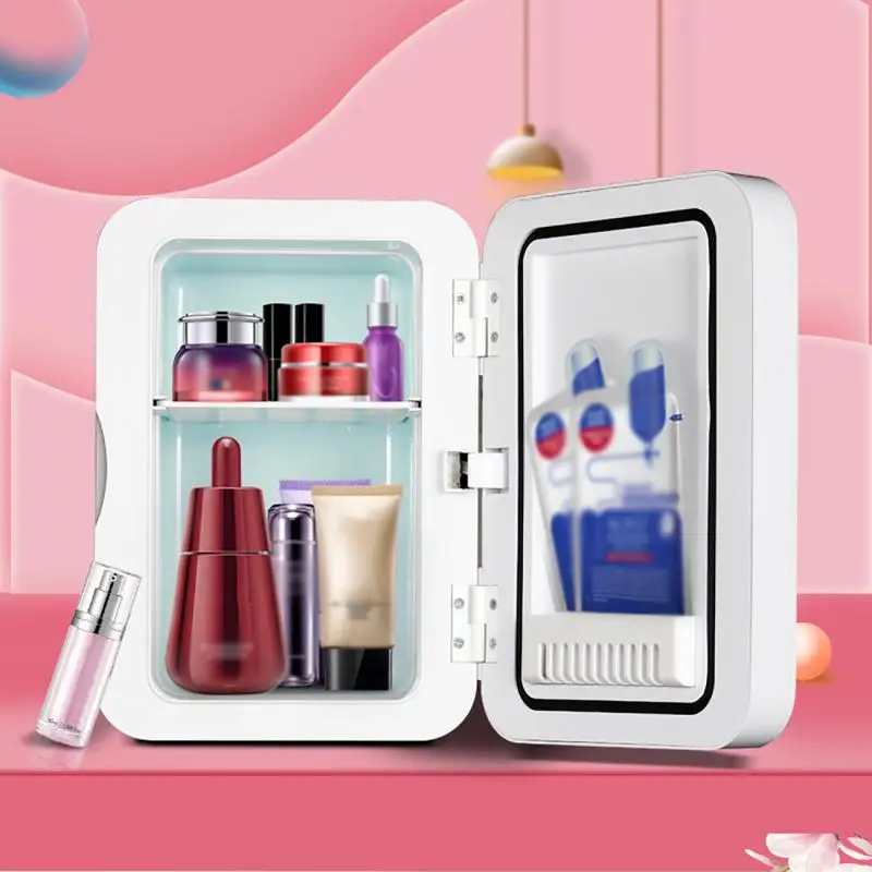 

8L Cosmetic Refrigerator With LED Mirror Beauty Female Skincare Bedroom Cosmetic Storage Applicable Summer