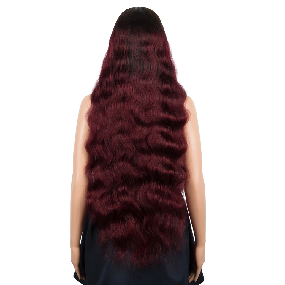 Trueme Ombre Burgundy 32 34 Body Wave Lace Closure Wig Super Long Brazilian Body Wave Lace Front Human Hair Wigs For Women