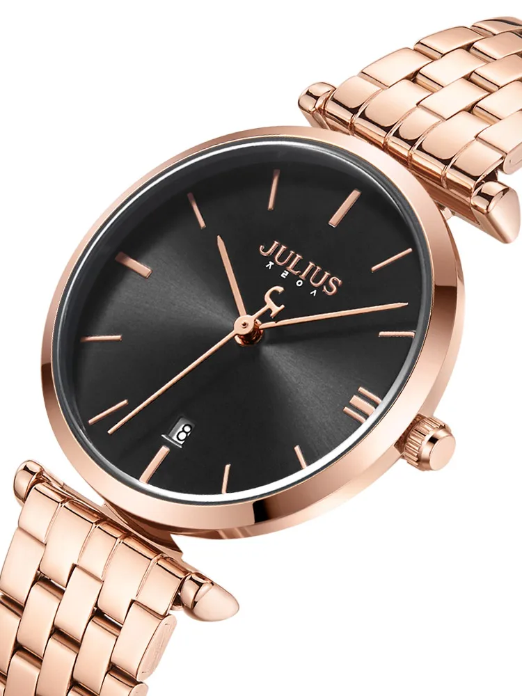 Auto Date Julius Men's Watch Women's Watch Couple Lovers' Clock Fashion Hours Stainless Steel Boy's Girl's Birthday Gift Box