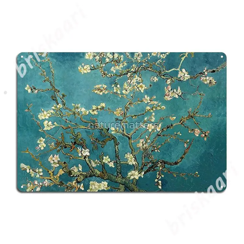 Blossoming Almond Tree, Famous Post Impressionism Fine Art Oil Painting By Vincent Van Gogh. Metal Signs Club Party Custom