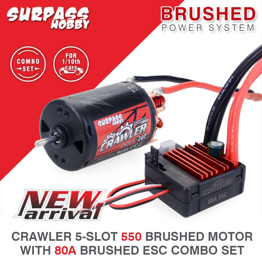 Surpass Hobby 5-Slot 550 540 10T 12T 16T 20T Motor 60A 80A ESC for TRAXXAS TRX4 TRX6 WLtoys 124018 144001 1/10 1/12 RC Car Boat