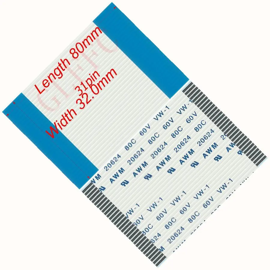 31pin 1,0 шаг 80 мм-1700 мм A-Тип Гибкий плоский кабель FFC awm 20624 ROHS для TTL LCD DVD Компьютера