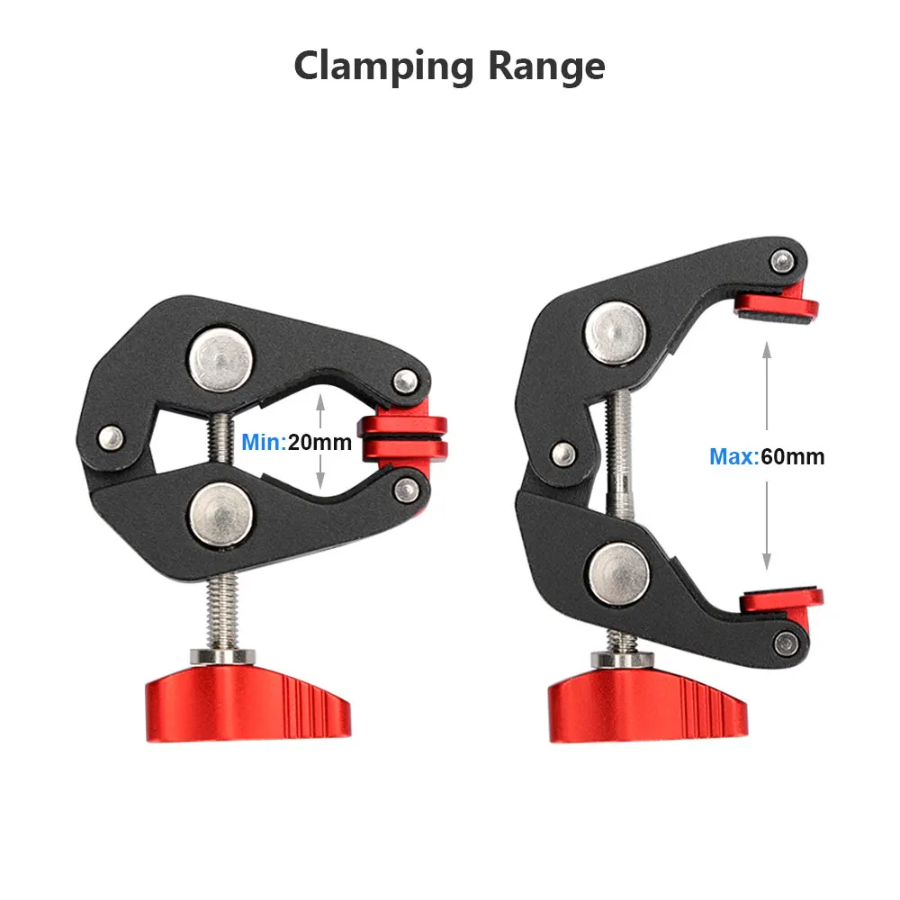 Суперзажим KIMRIG с резьбой 1/4 и 3/8, 2 шт. в упаковке, для стержней 20-60 мм, s-осветительных приборов, зонтов, крючков, полок, зажим для камеры