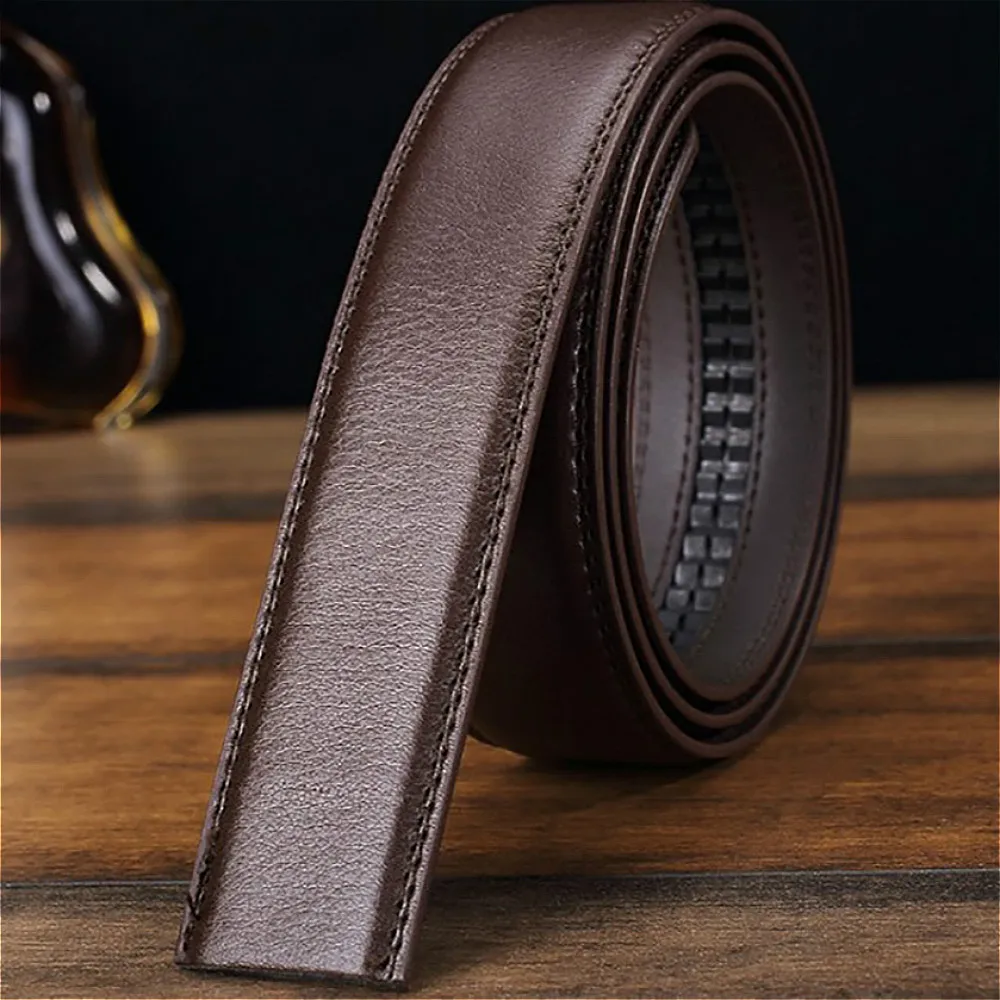 Belts For Men High Quality Luxury Brand Men'S Leather Automatic Ribbon Waist Strap Belt Without Buckle Black Ceinture Homme 1.2m