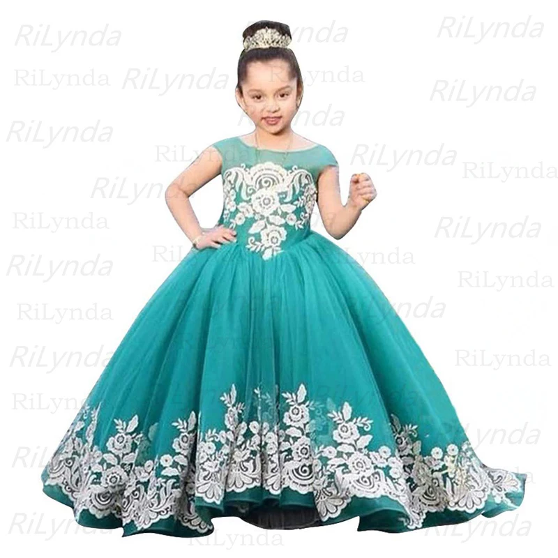 Robe de spectacle en dentelle pour filles, robe de première Communion, robe de soirée de mariage pour enfants, robe de fête d'anniversaire, robe longue de Banquet à pétales