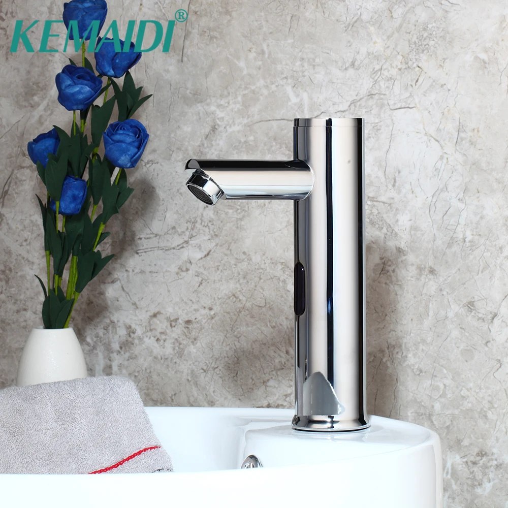 

KEMAIDI Chrome Polished Automatic Sensor Faucet Bathroom Basin Sink Faucet Hot & Cold Water Mixer Tap Touch Sense Faucet