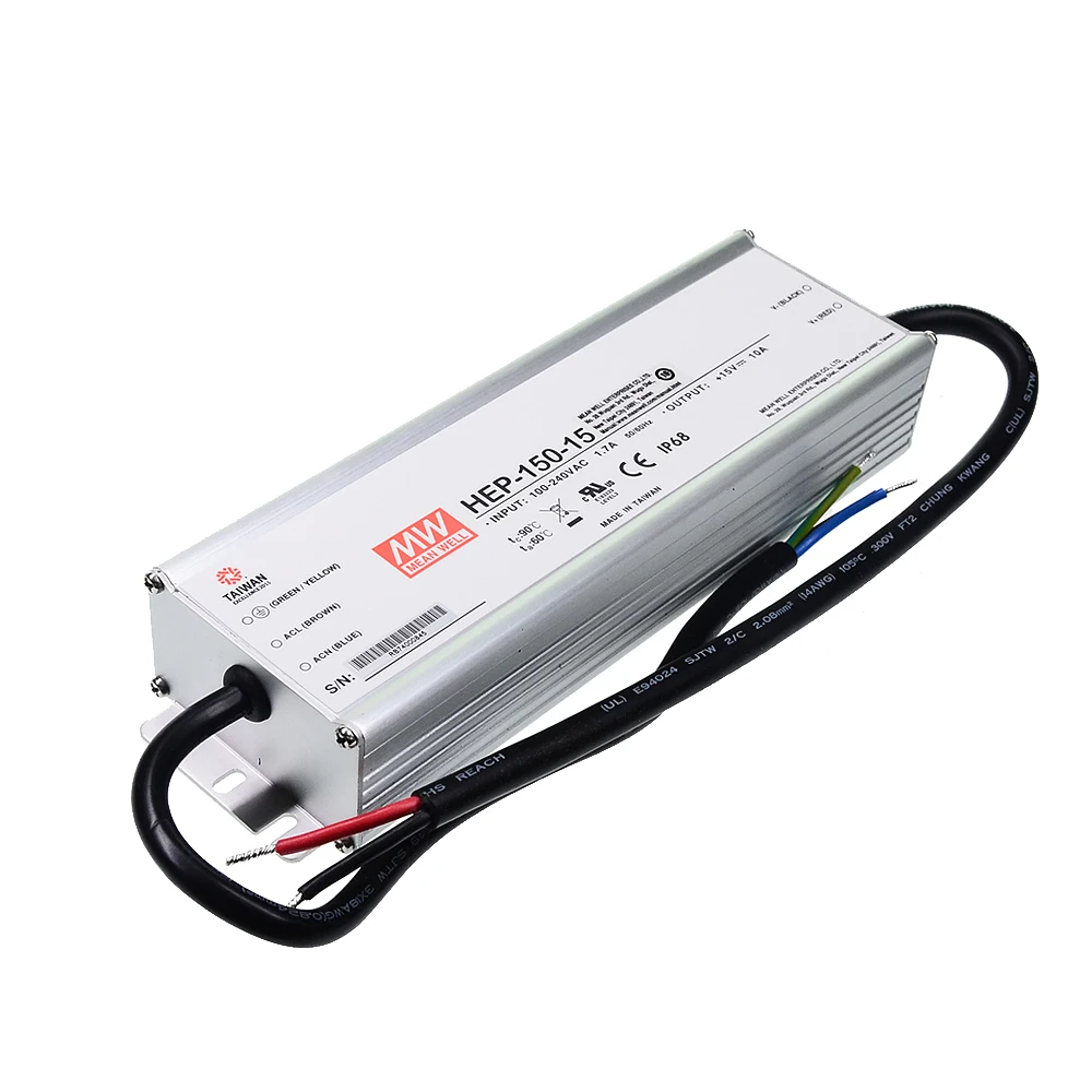 Mean Well HEP-150 Series for Harsh Environment IP65 meanwell 12V/24V/48V/54V 150W Single Output Power Supply with PFC function