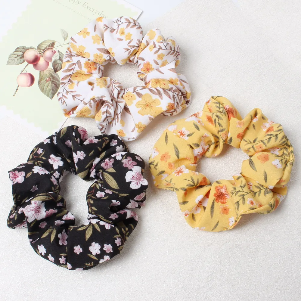 3pcs/lot Flower Elastic Scrunchies New Hot Ponytail Holder Hairband Hair Rope Tie Fashion Stipe For Women Girls Hair Accessories