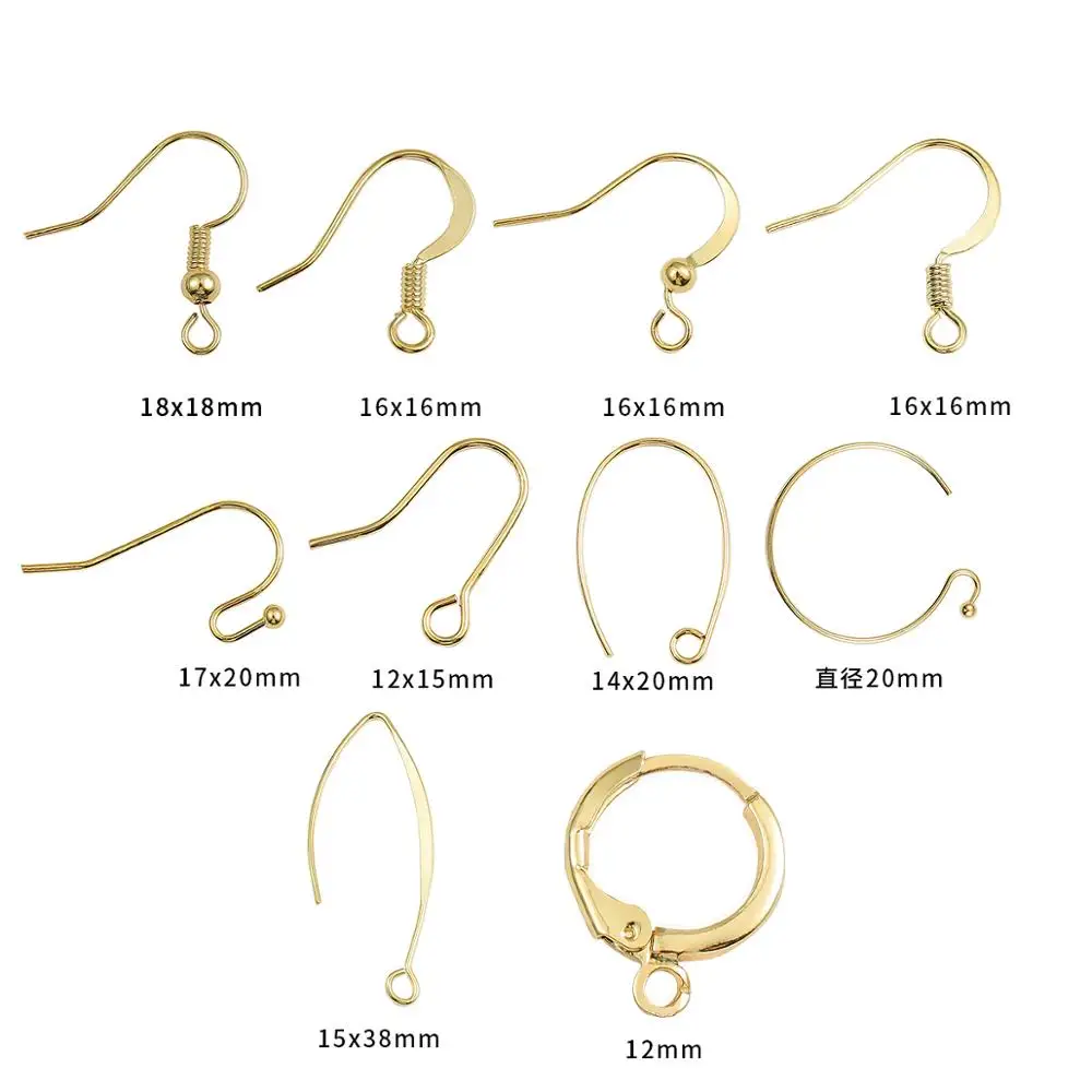 10-20pcs/lot 18K Gold Plated Copper French Earring Hooks Wire Settings Base Earrings Hoops For DIY Jewelry Making Accessories