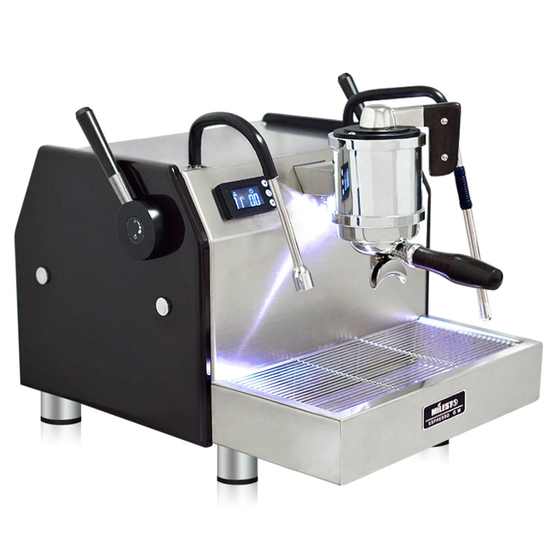 ماكينة صنع قهوة اسبريسو شبه أوتوماتيكية EM-40، غلاية مزدوجة، مضخة دوارة، ماكينة صنع القهوة التجارية المصنوعة من الفولاذ المقاوم للصدأ