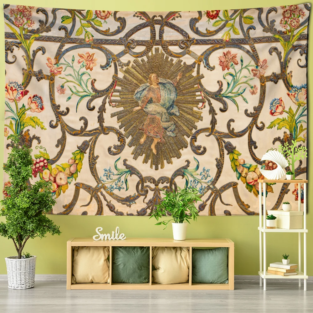 High-end Khaki Background Pattern Wall Hanging Indoor Home Tapestry Retro Series Tapestry Wall  Hanging  Decor