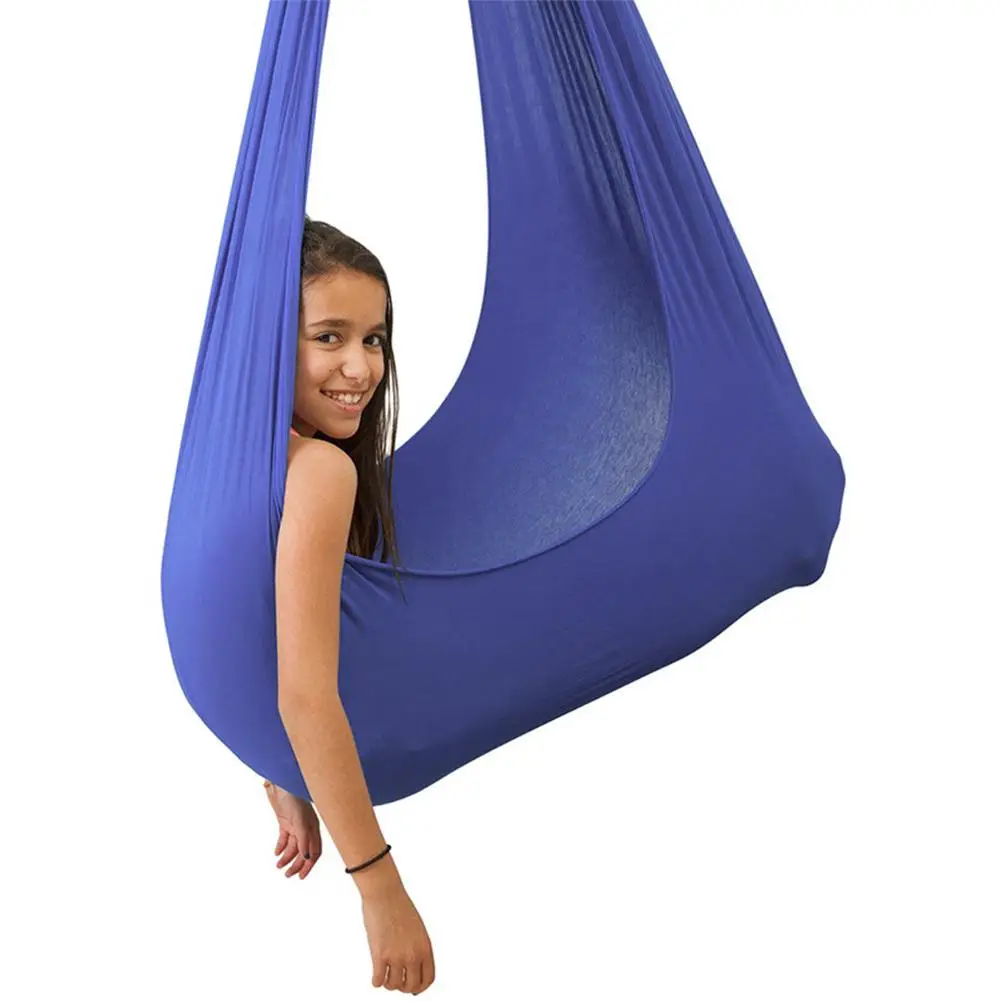 Kids Cotton Outdoor Indoor Swing Hammock for Cuddle Up to Sensory Child Therapy Soft Elastic Parcel Steady Seat Swing Toys