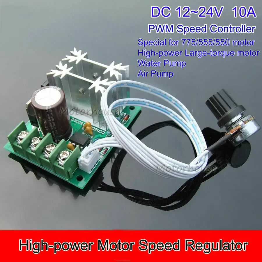 DC 12V-24V 15V 18V 10A High Power PWM DC Brush Motor Speed Controller Regulator Switch for 795/785/775/555/550 Motor