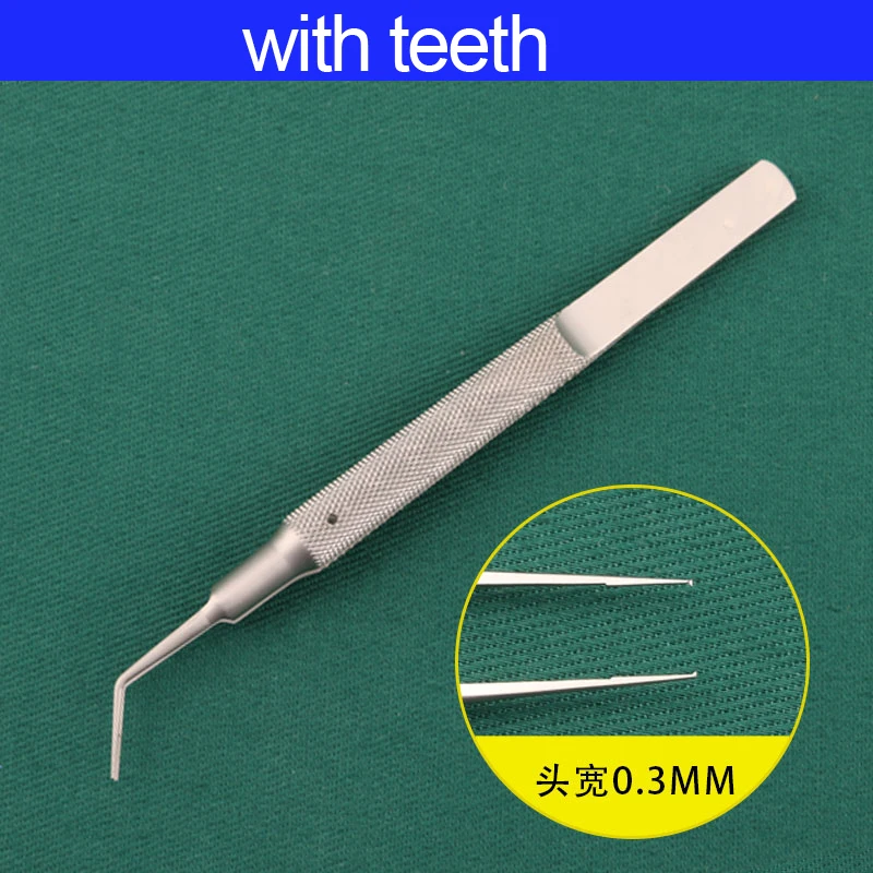 11cm Stainless Steel Micro Tweezers with round Handle Eyelid Tooth Platform Ophthalmic Surgical Instrument for Medical Use
