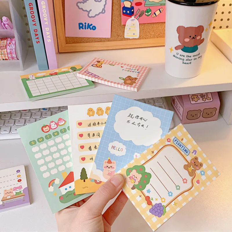 Cartoon Cute Animals Memo Pad 50 Sheets Student Notes school Stationery Weekly Planner Stickers To Do List Kawaii Mini Notepad