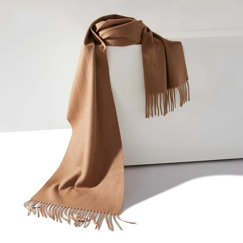 100% cachecol de caxemira feminino marca de luxo pashmina unissex masculino cor sólida quente outono inverno grosso real macio longo cachecóis de