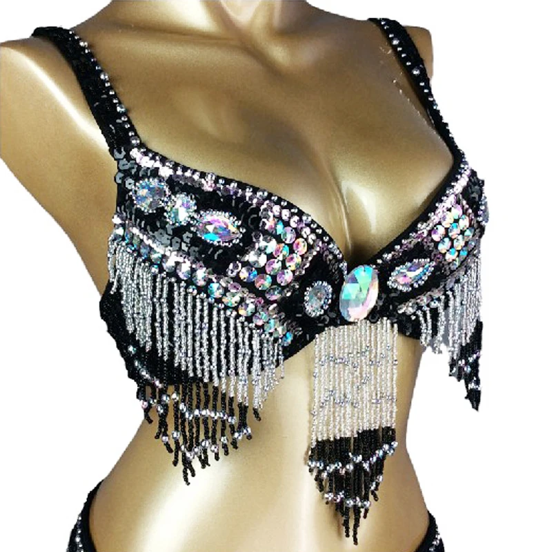 New Lady Women\'s Belly Dance Costumes Senior Bra Sexy Belly Dancing Clothes Bellydance Beaded Sequins Tops BRA in USA Size