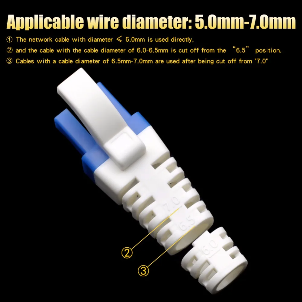 Cncob rj45キャップcat6aネットワークコネクタブーツcat6イーサネット保護カバー50 100個絞り値: 5.5-7.0mm