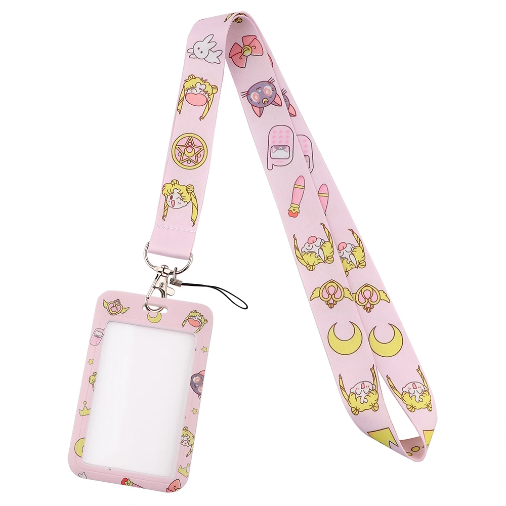 ER1396-cordón de Anime para llaves de gato y niña, correa para el cuello, soporte para tarjeta de identificación, llavero, colgante, regalo para