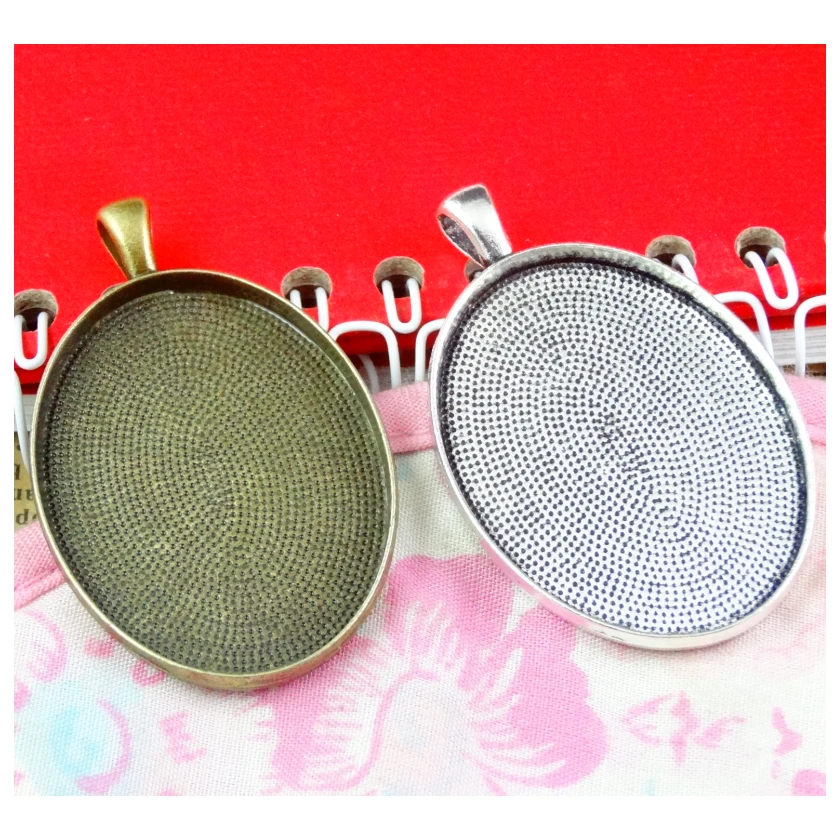 10Pcs 30*40MM Bronze Color Antique Silver Plated Oval Base Charms Pendant Diy Jewelry Accessories image 4