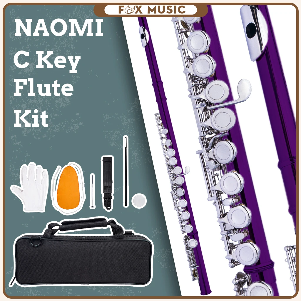 Closed-cell 16-key Design C Flute 16-key Nickel-plated Flutes Sets w/Hard Case+Gloves+Cleaning Rod And Cloth For Beginners