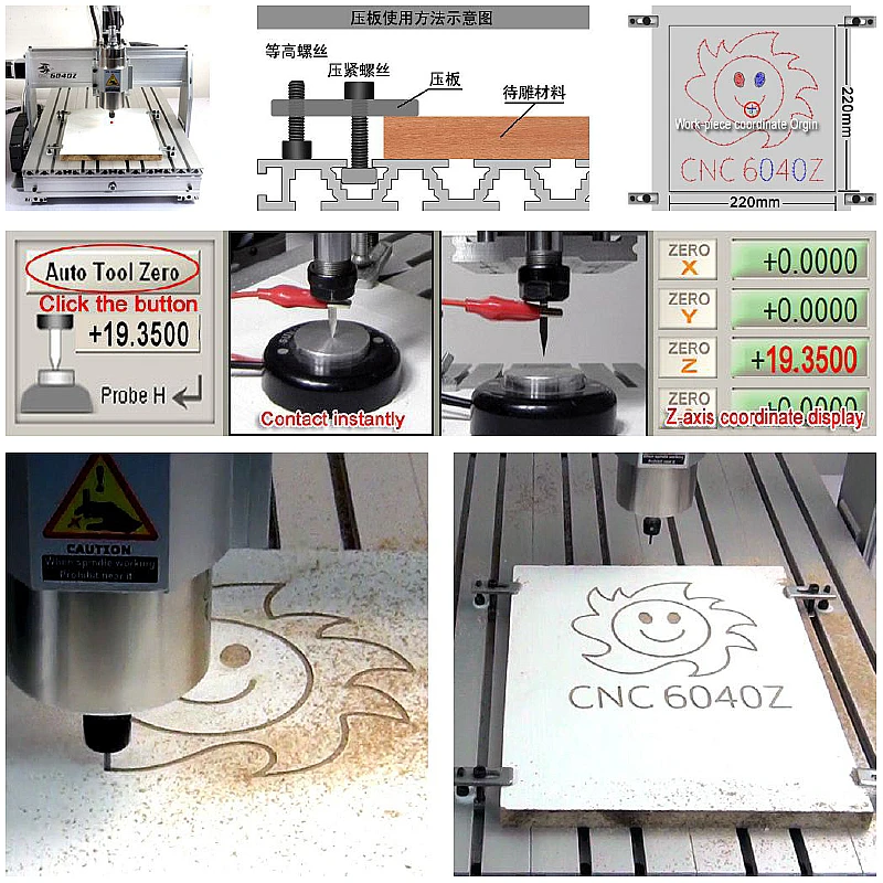 USB Port CNC 8060 Wood Router Metal Engraver Engraving Machine 4axis 2200W with Limit Switch for PVC ABS PCB Wood Aluminum Work