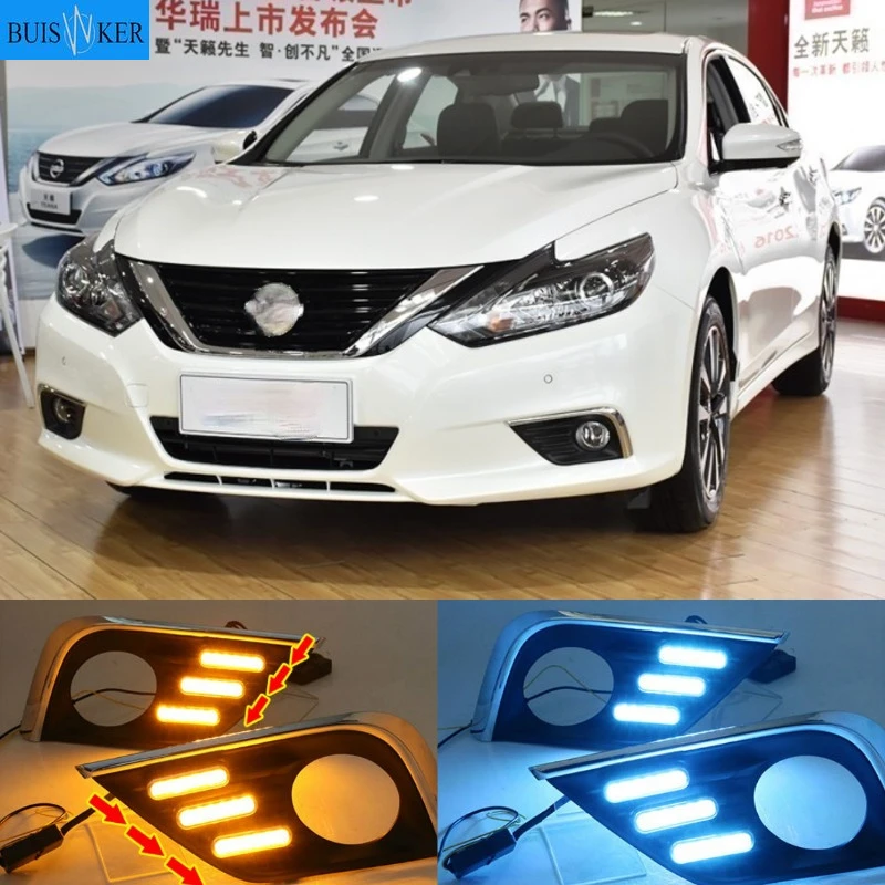 

LED Daytime Running Light Waterproof Car 12V LED DRL fog Lamp with Turn Signal style Relay For Nissan Altima Teana 2017 2018