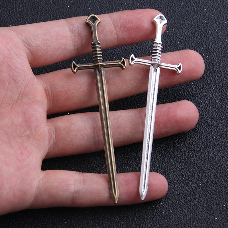 2pcs 25*88mm  Antique  /Bronze Zinc Alloy Knight Sword Charms for Jewelry Making DIY Handmade Weapons Pendant Charms