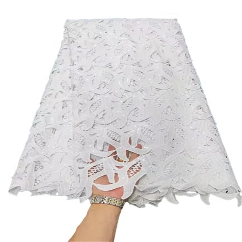 

African Sequins Lace Fabrics 2022 High Quality Nigerian Cord Guipure Lace Fabrics Bride French Lace Fabric For Dress Sewing
