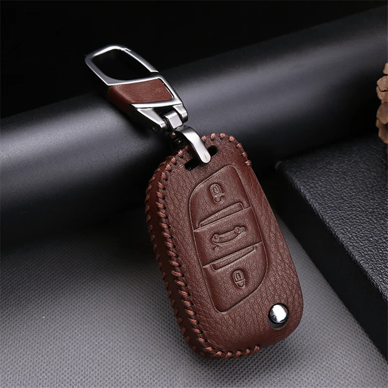 Leather Car Keyring Key Case Cover For Citroen C4 Cactus Grand Picasso Berlingo C1 C2 C3 C5 Aircross C Elysee Xsara Accessories