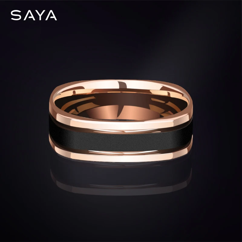 Rings for Men Women Couple for Wedding Tungsten 8mm Width Rose Gold Fine Jewelry, Comfort Fit, Customized