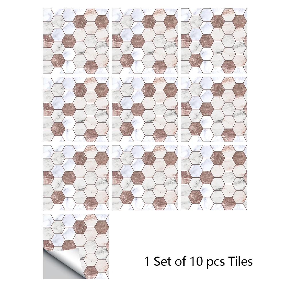 Hexagon Mosaic Tile Stickers Wall Decoration For Kitchen Bathroom Floor Room Drcot Self-adhesive Waterpoof Vinyl Wall Stickers