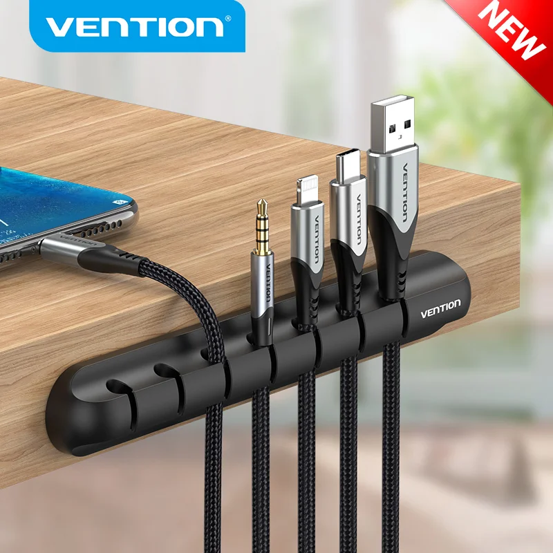 Vention Cable Organizer Silicone USB Cable Winder Desktop Flexible Management Clips for Mouse Headphone Earphone Cable Holder