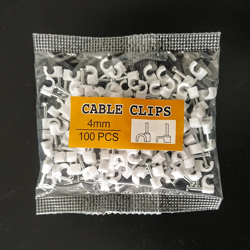 Runde Kabelclips 4mm 6mm 8mm 10mm Kabelmanagement RG6 CAT6 RJ45 Elektrische Ethernet Dish TV Lautsprecher Kabelbinder – Detail 6